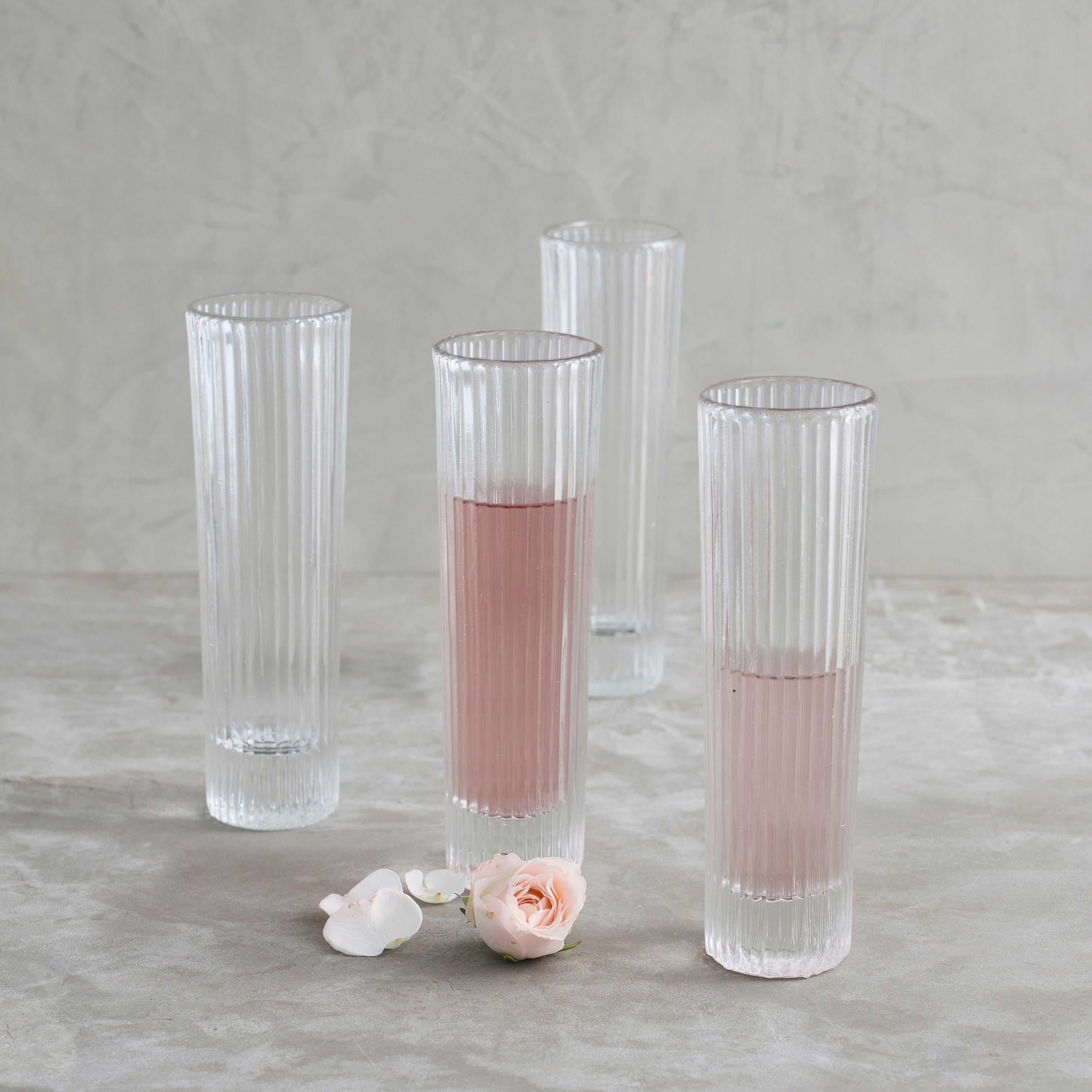 Pressed Clear Champagne Glasses - Set of 4