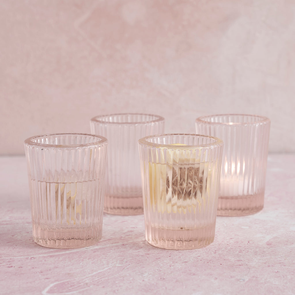 Pressed Pink Juice Glasses - Set of 4