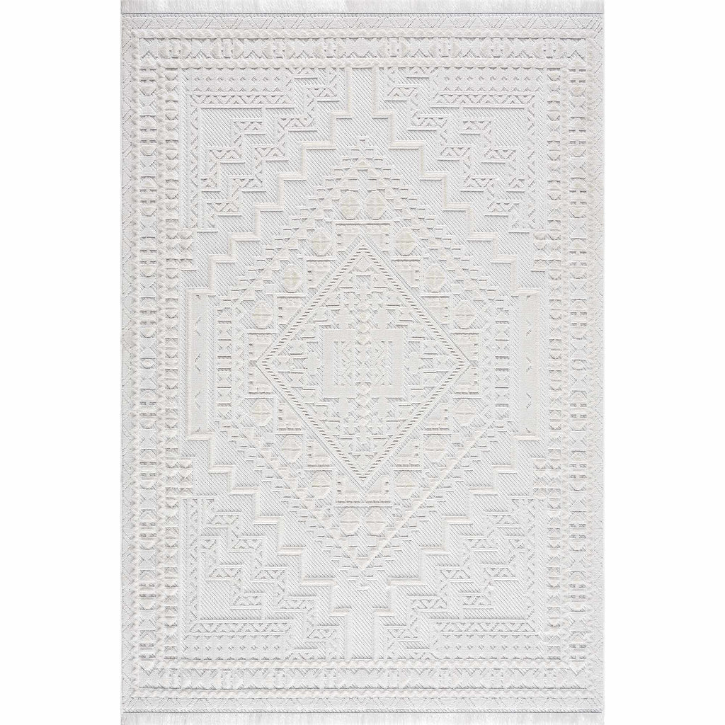 Alya White Fringe Rug
