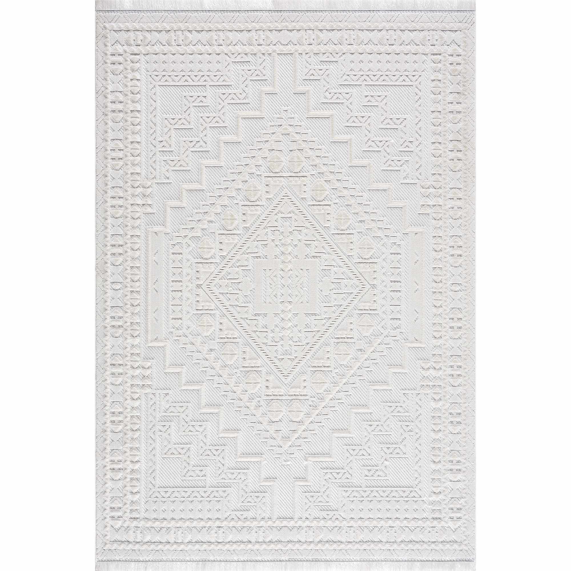 Alya White Fringe Rug