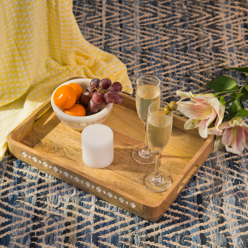 Artisan's Grace Carved Wooden Large Tray